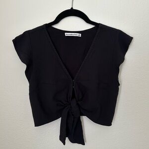 Abercrombie Black Tie Front Top